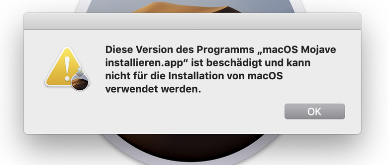 macOS Mojave install error